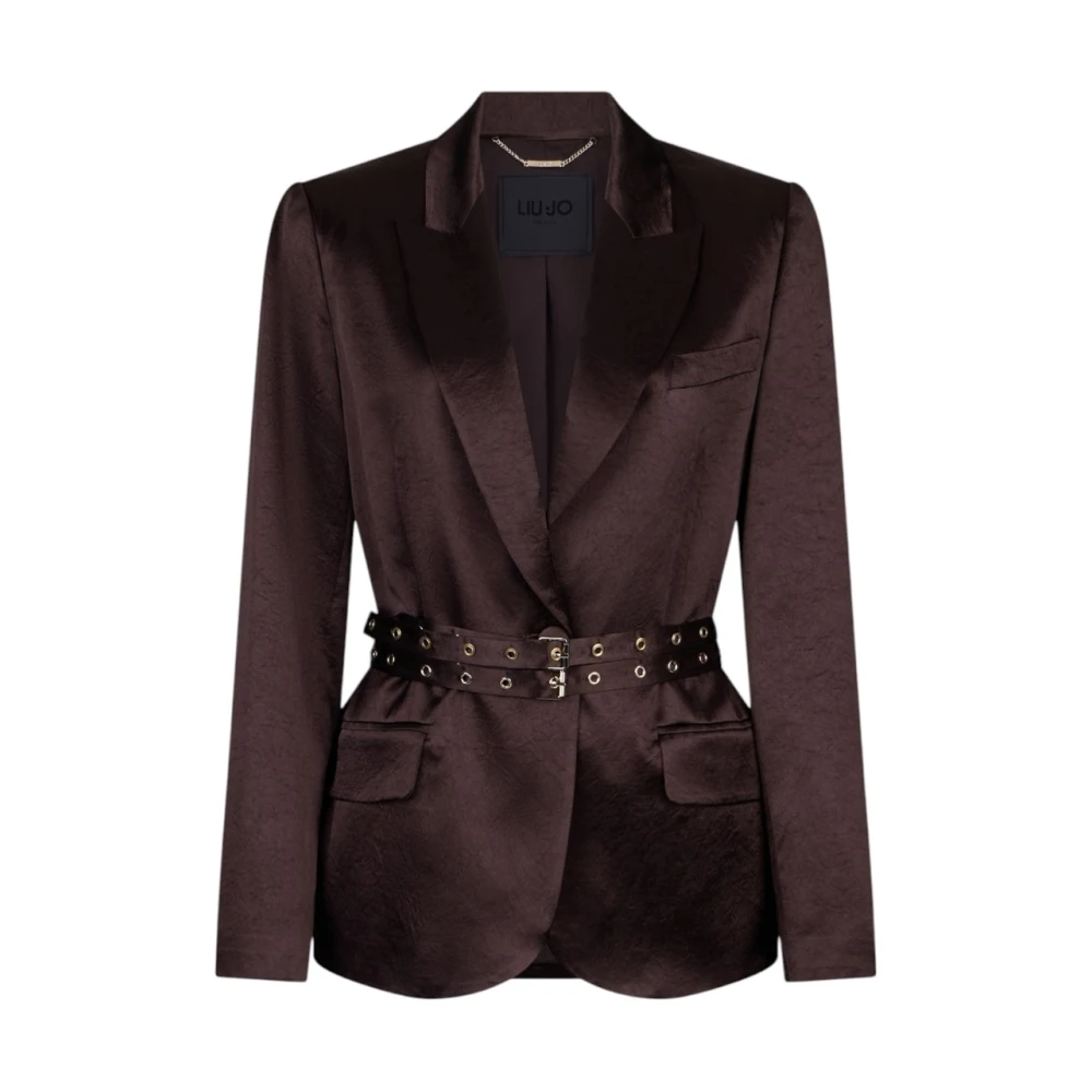 Liu Jo Women's Brown Blazer Glamour In Raso Con Cintura
