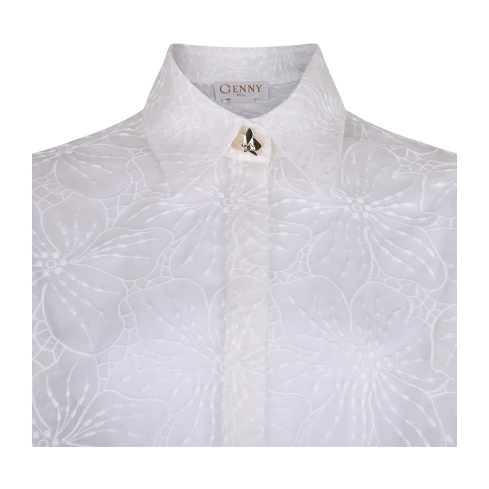 Genny Witte Orchideeën Borduurwerk Shirt White Dames
