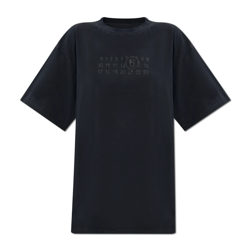 MM6 Maison Margiela T-shirt met bedrukt logo Black Dames