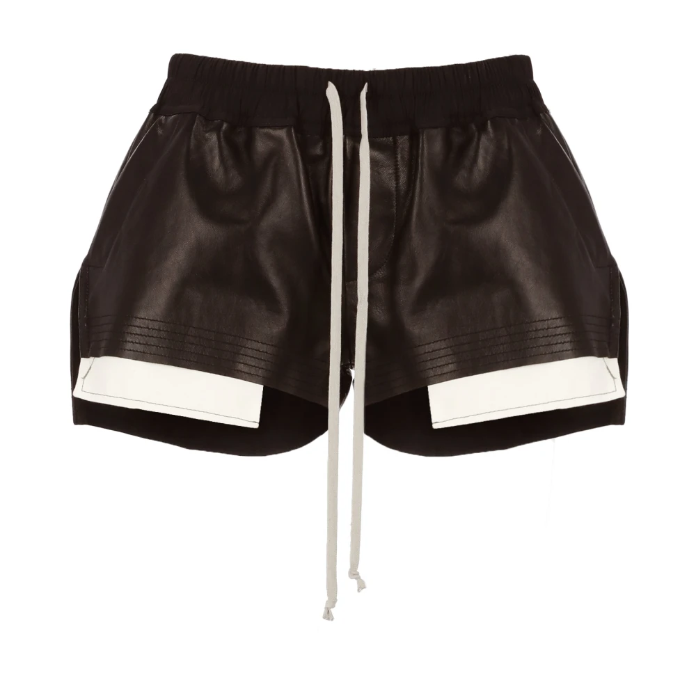 Rick Owens Bruin Leren Elastische Taille Shorts Brown Dames