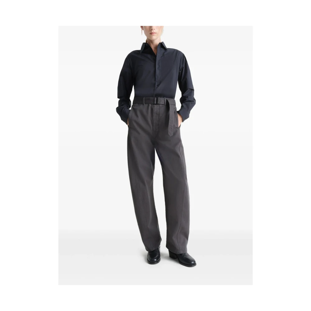 Lemaire Zwarte Button-Up Overhemd met Klassieke Kraag Black Dames