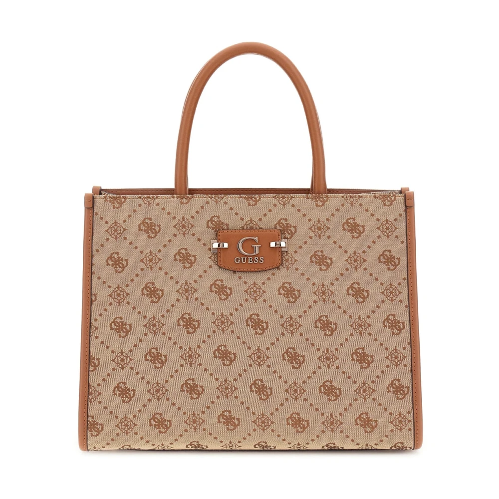 Guess Brown Shopping Bags, Female, One Size, Neda Hobo Shoulder Bag With Logo
