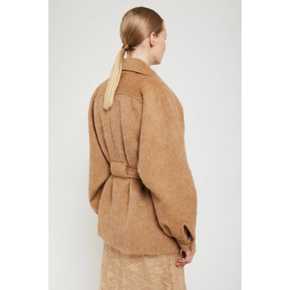Ottod'Ame Luxe wollen jas met riem Brown Dames