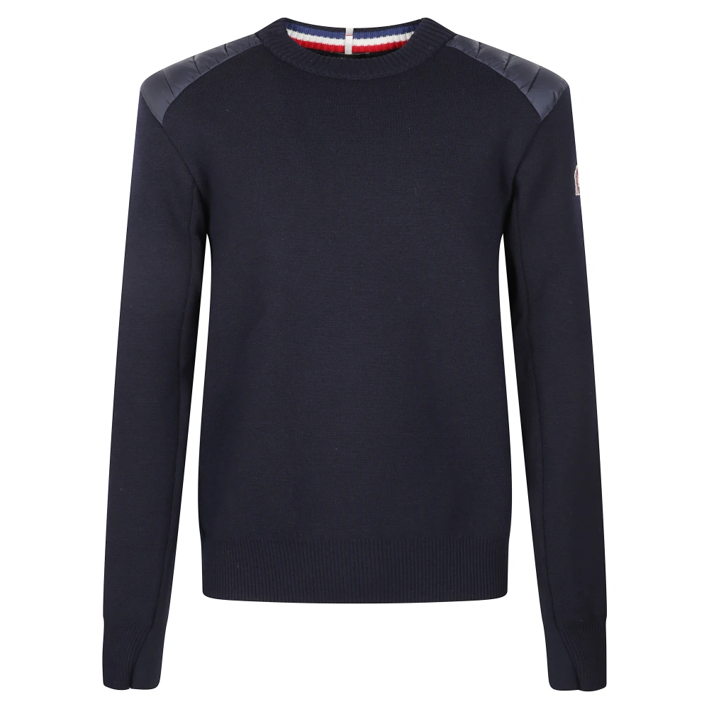 Moncler Blue Sweatshirts - Male - Round-Neck Knitwear - S - Knitwear