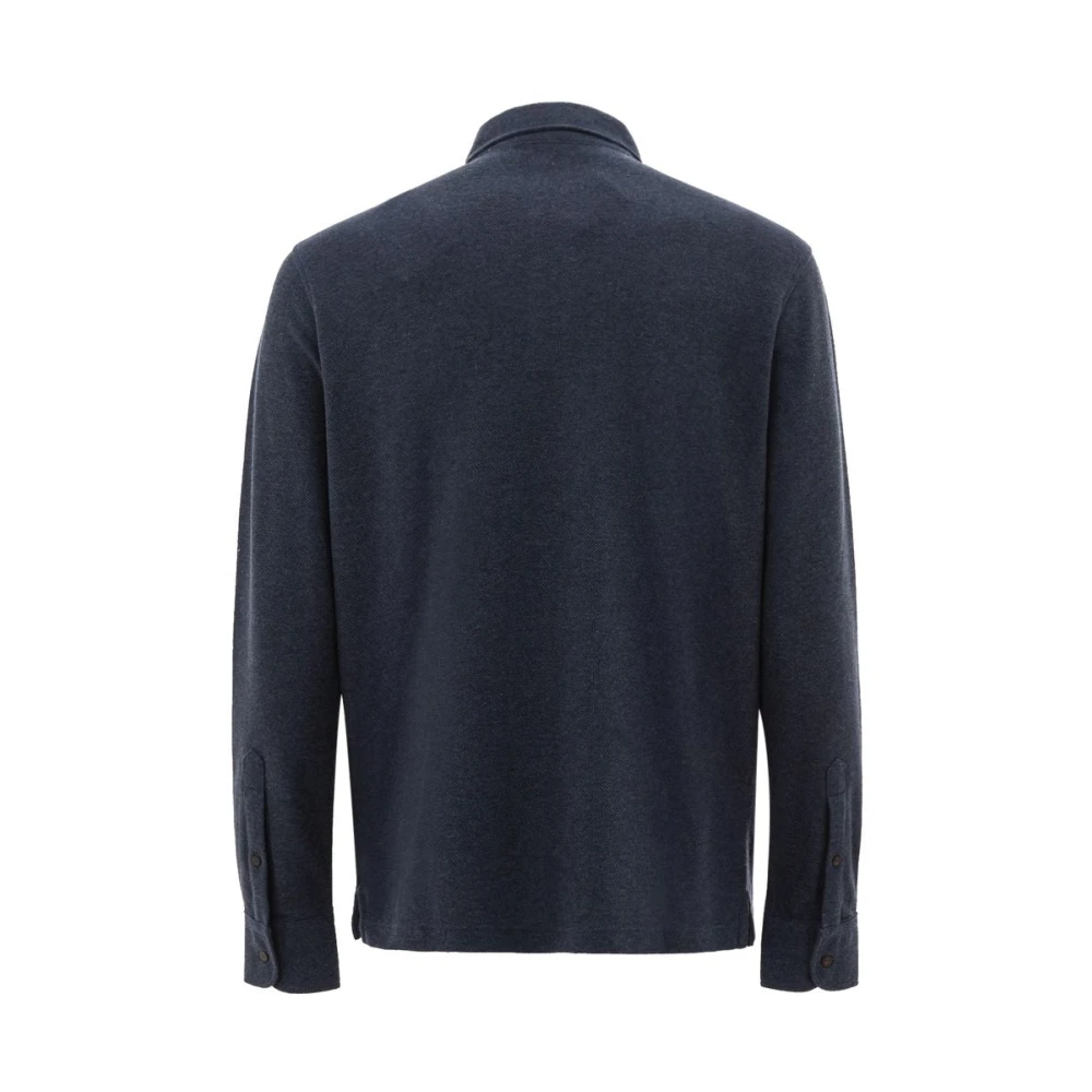 Corneliani Blauw Katoenen Poloshirt met Kasjmier Blue Heren