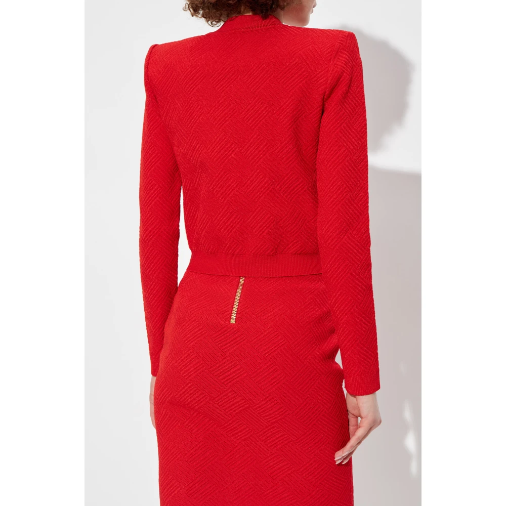 Balmain Snap Button Cardigan Red Dames