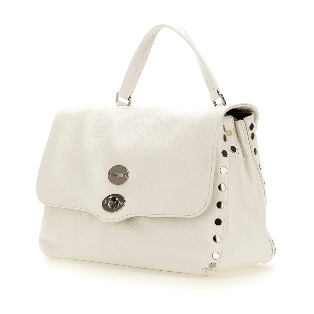Zanellato Witte handtas van generfd leer met draaimechanisme White Dames