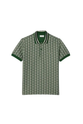Polo i jacquard med monogram i klassisk passform