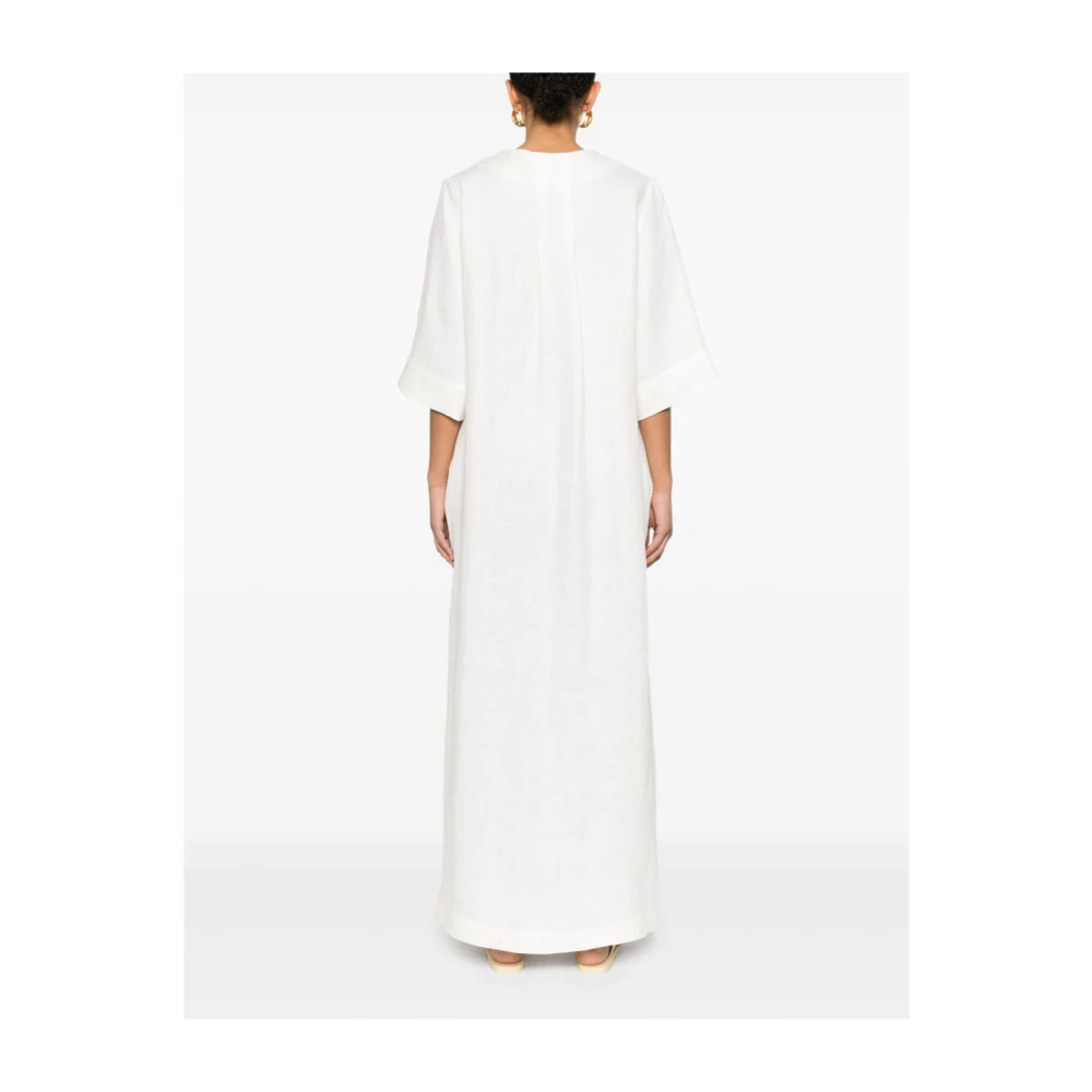 P.a.r.o.s.h. V-hals Crème Jurk met Zakken Beige Dames
