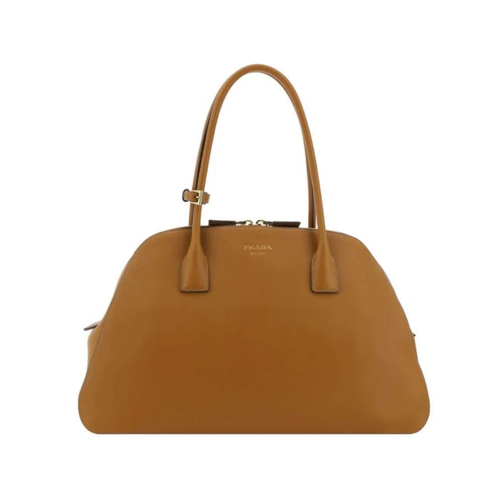Prada Women's Brown Leather Shoulder Bag With Zipper - Handbags - One Size - Bags