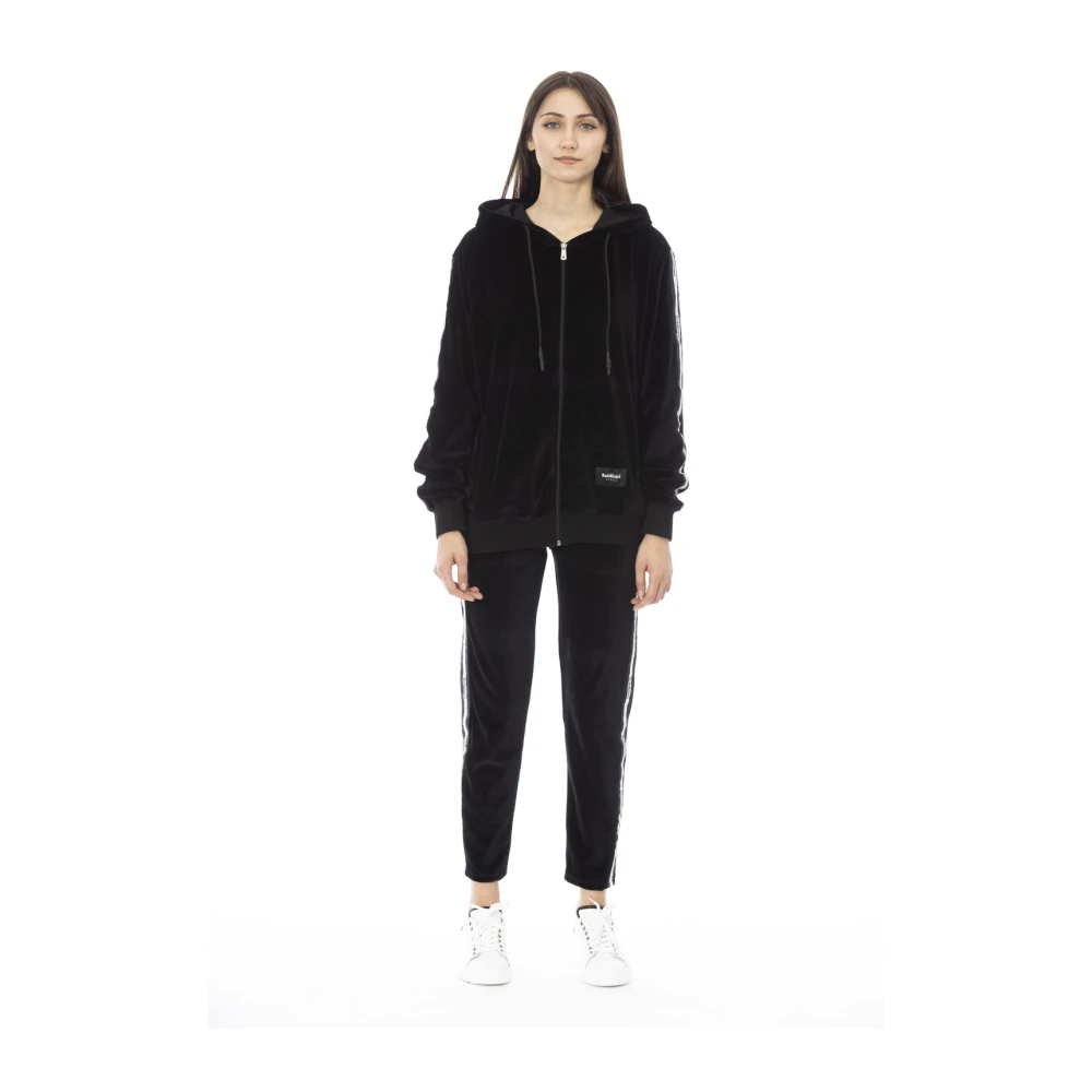 Baldinini Velour ZipUp Hoodie Pants Set Black Dames