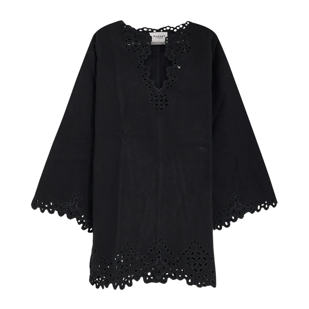 Marant Étoile Women's Black V-Neck Sangallo Short Dress