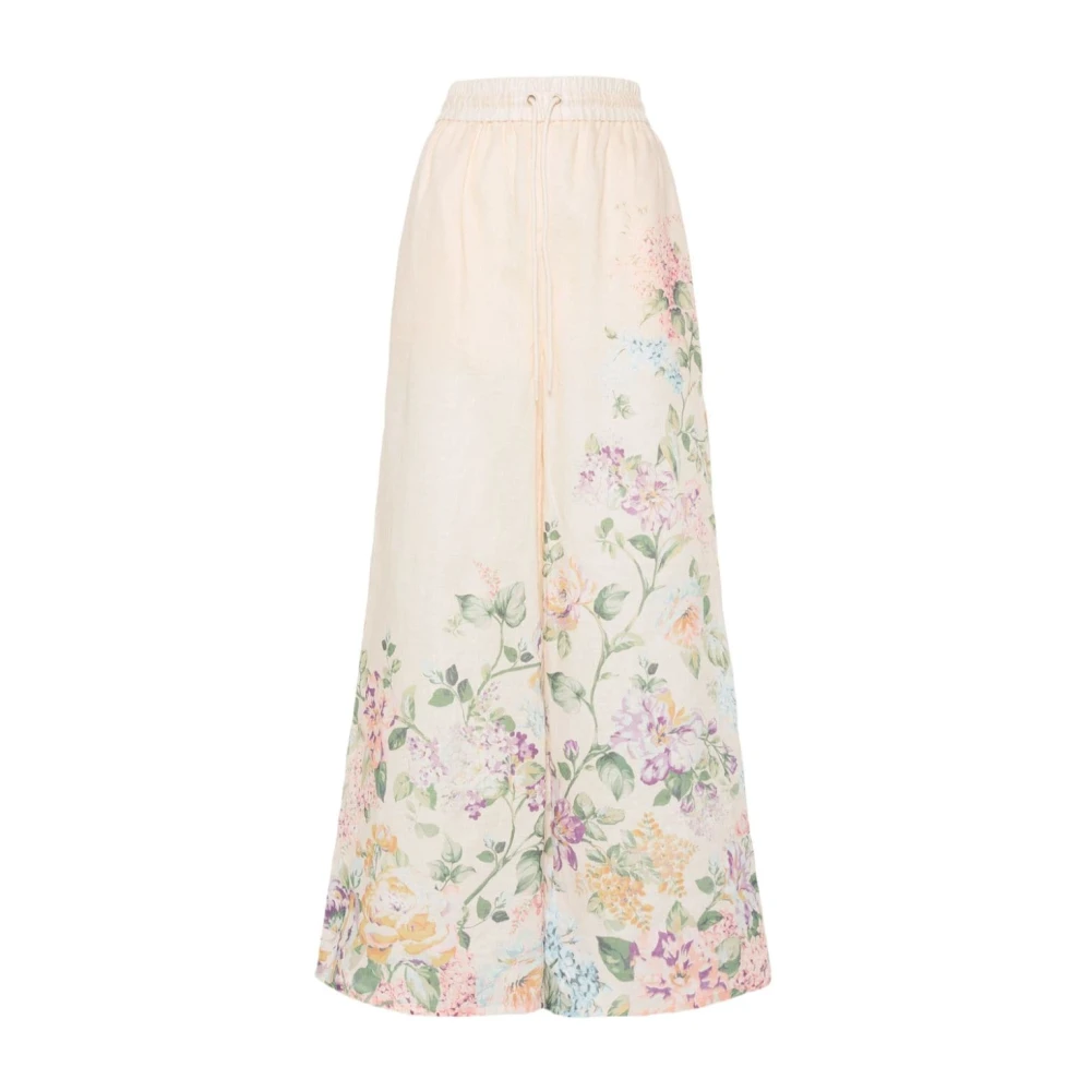 Zimmermann Beige Wijde Linnen Broek Multicolor Dames