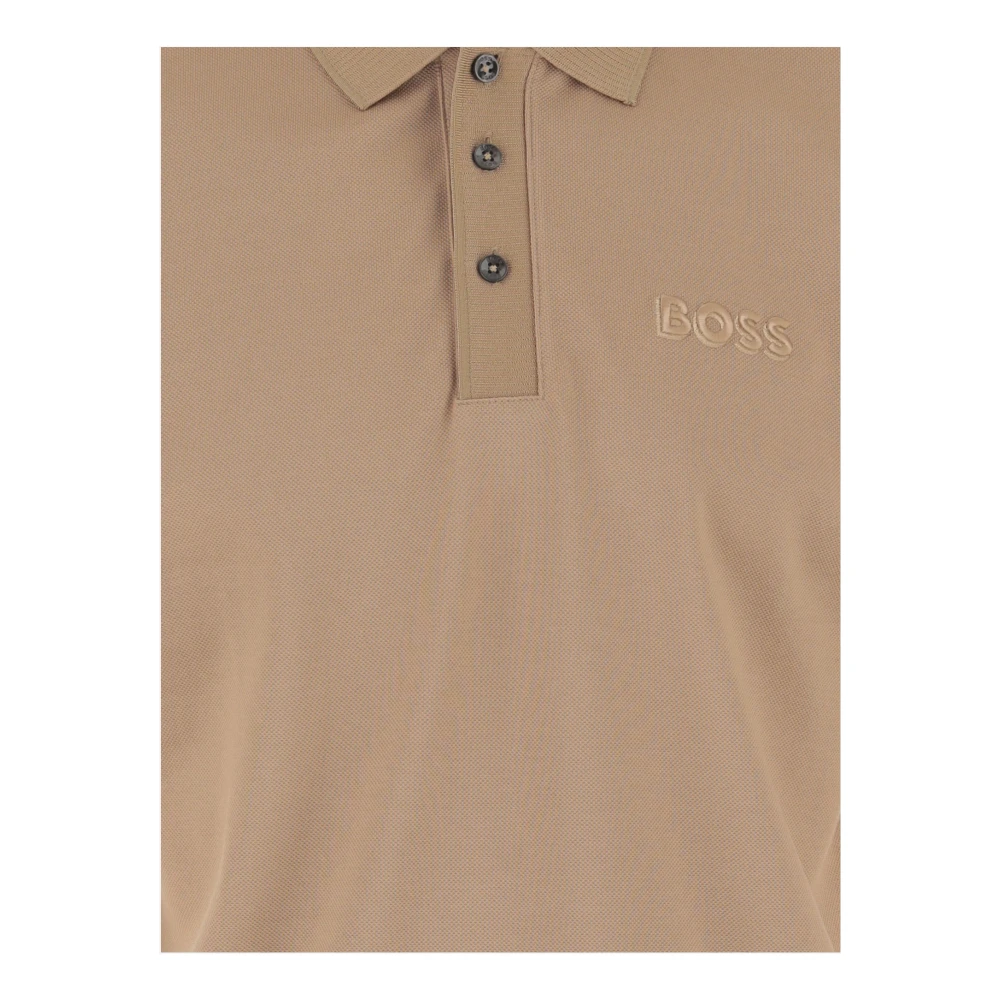 Hugo Boss Katoenen Polo Shirt met Logodetail Beige Heren