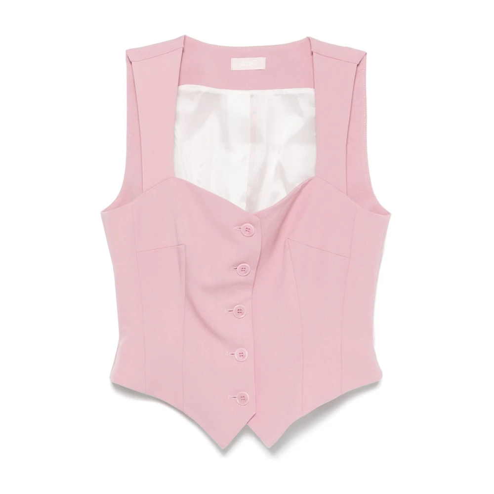 Liu Jo Roze Mouwloze Top met Voorknoppen Pink Dames