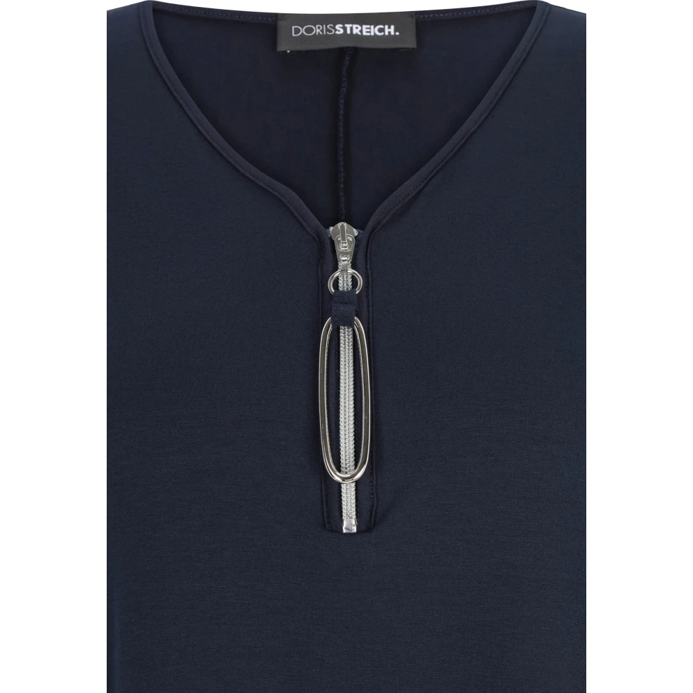 Doris S Uitlopend Lang Shirt met Rits Detail Blue Dames