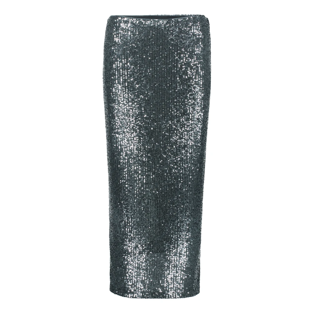 Vera Mont Pailletten Midi Rok met Elastische Taille Gray Dames