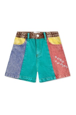 denim-color-block-casual-shorts