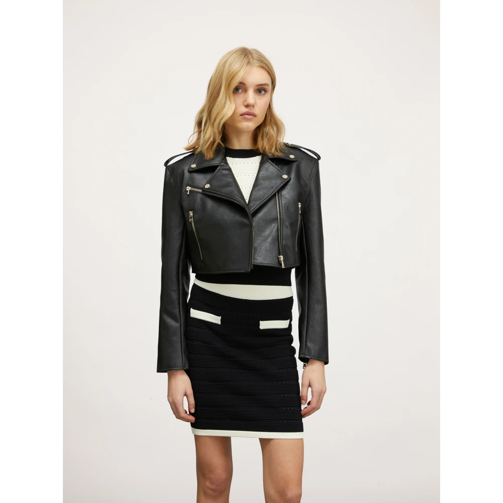 Motivi Korte Bikerjack in 80's Stijl Black Dames
