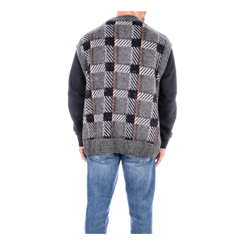 Fred Perry Groene Mouwloze Jas Alpaca Wol Multicolor Heren