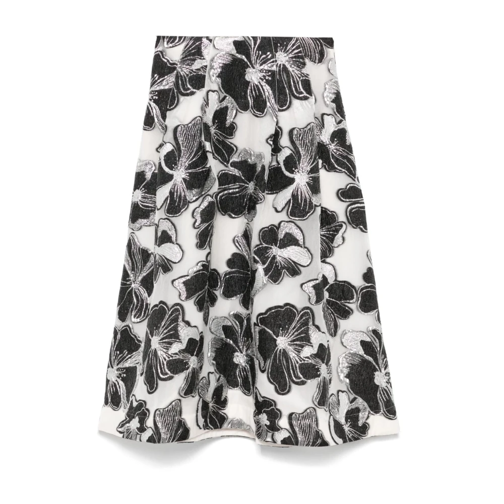 Stine Goya Bloemen Anemoon Jacquard Midi Rok Black Dames
