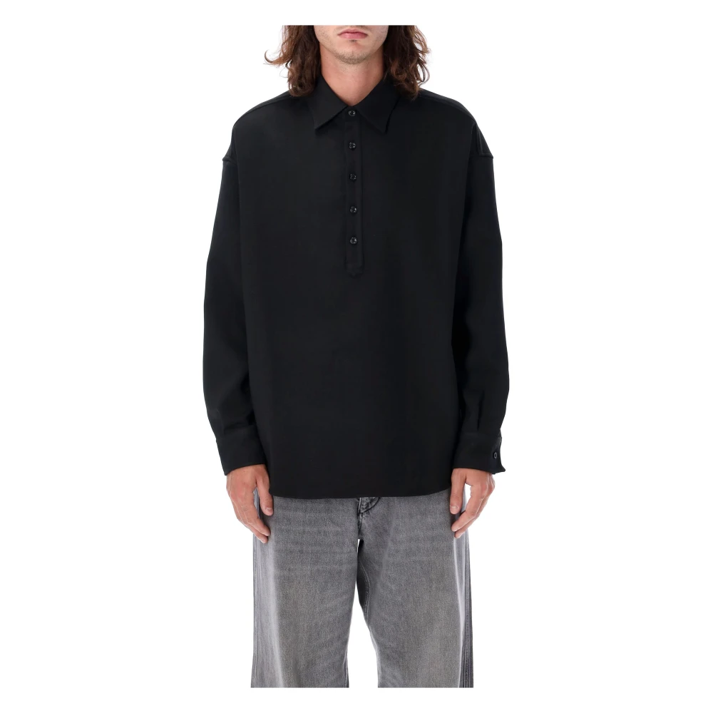 Emporio Armani Geknoopte Pullover Shirt Klassieke Stijl Black Heren