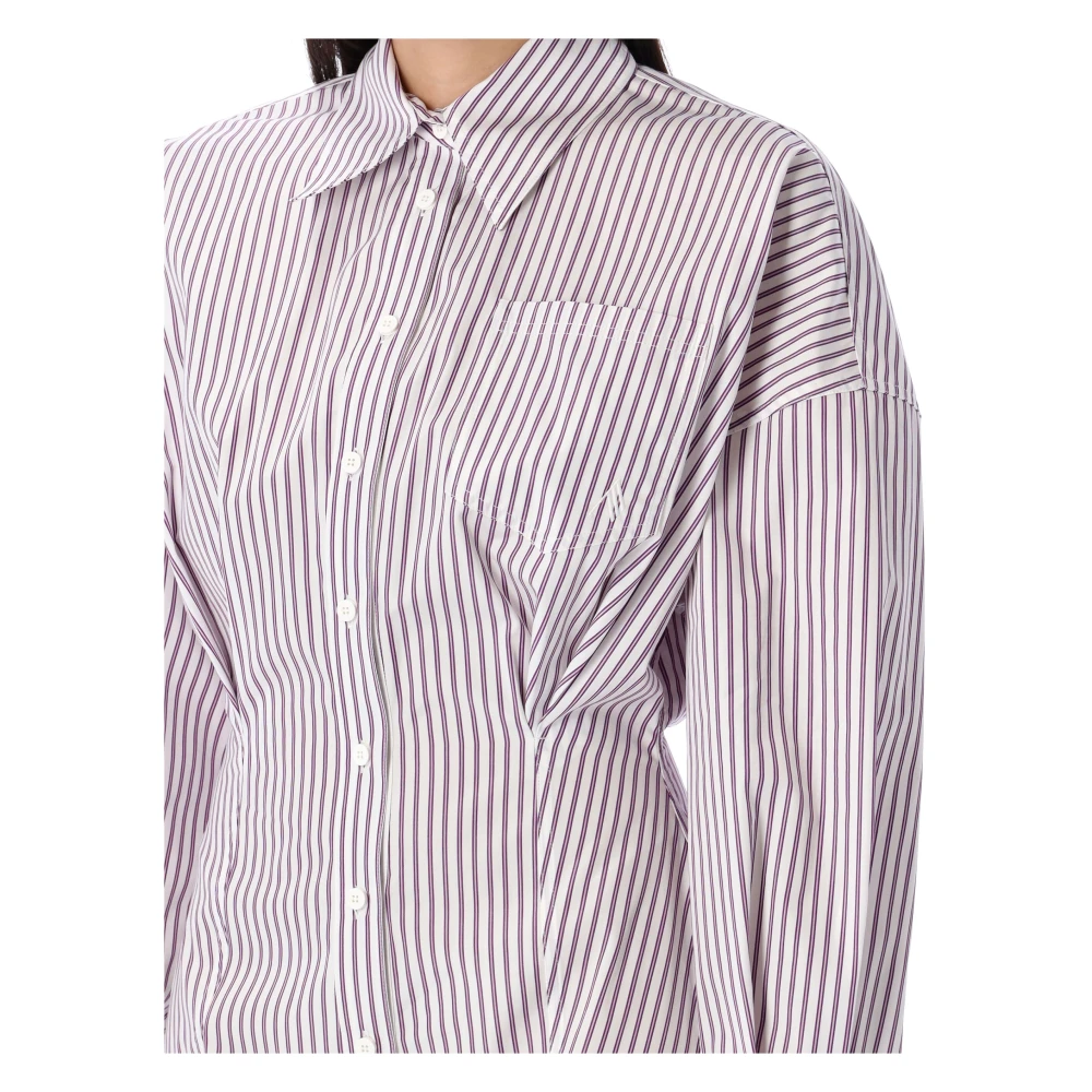 The Attico Gestreepte Mini Overhemdjurk Wit Paars Multicolor Dames