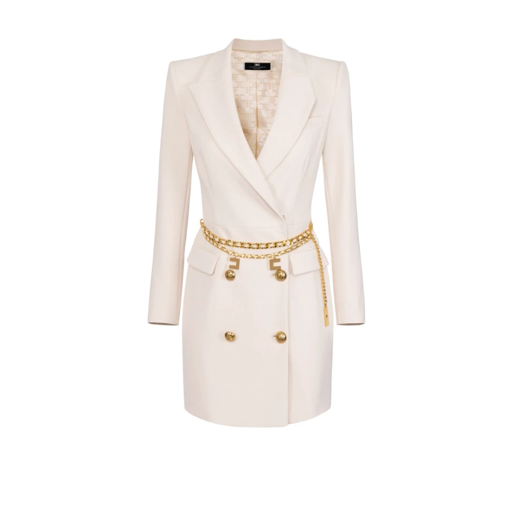 Elisabetta Franchi Double-breasted jas met kettingriem Beige Dames
