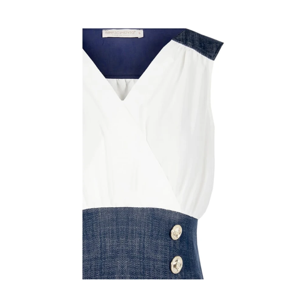 RINASCIMENTO Denim detail satijnen top mouwloos White Dames