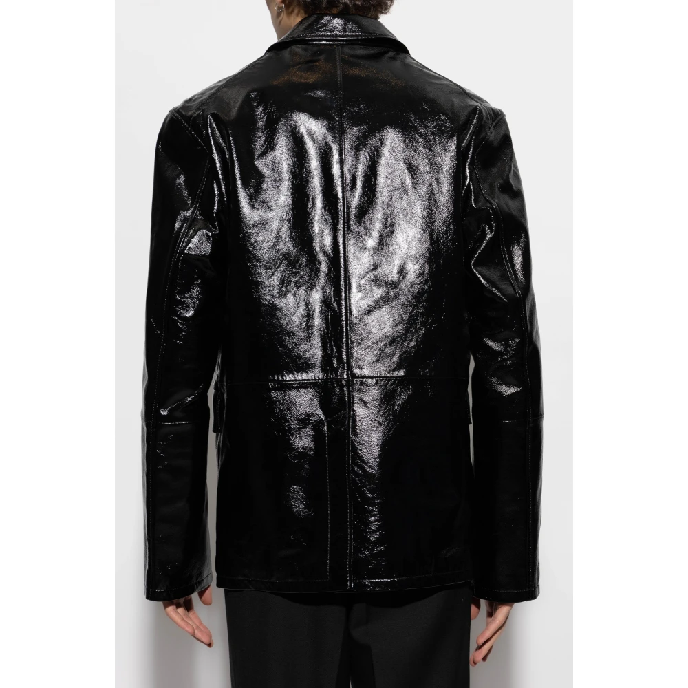 Ami Paris Leren blazer Black Heren