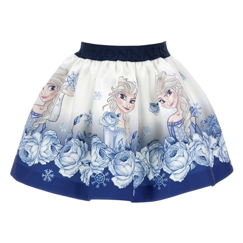 Monnalisa Girls Blue Elsa Mikado Skirt In