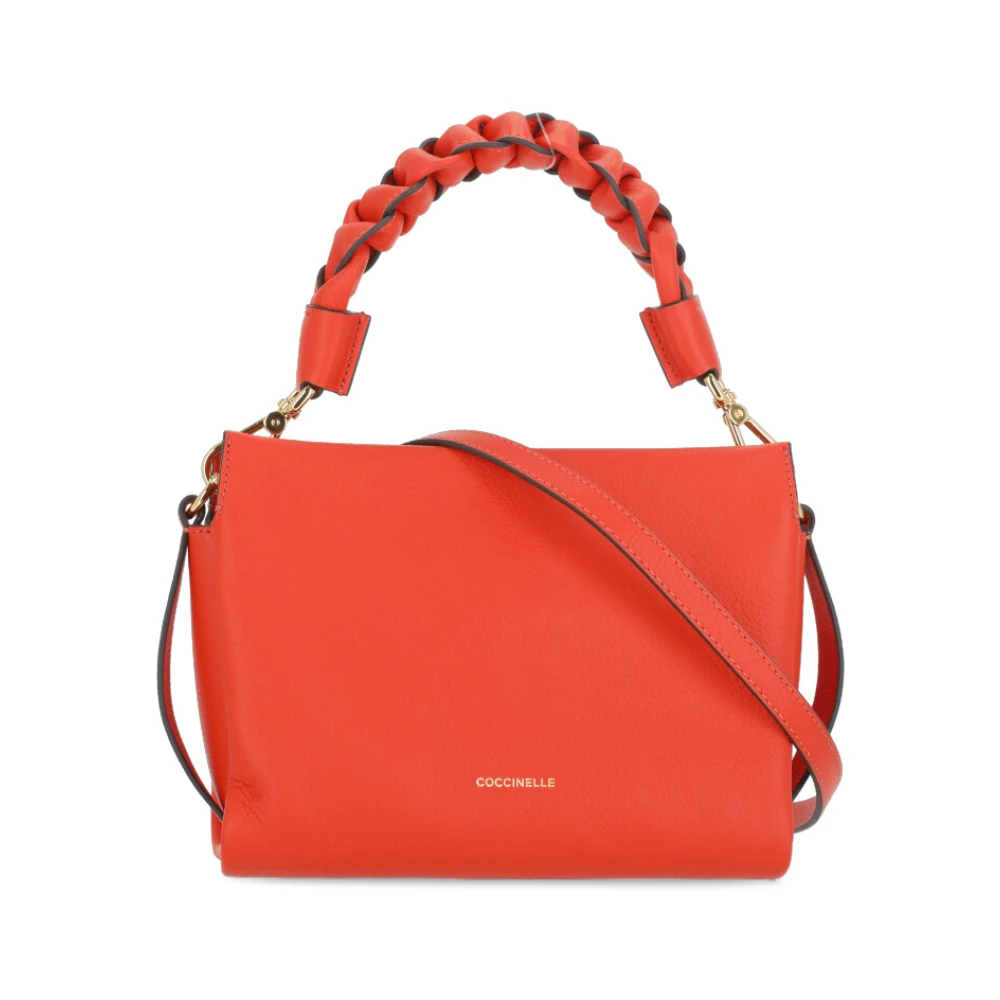 Coccinelle Oranje Pebbled Leren Schoudertas Orange Dames