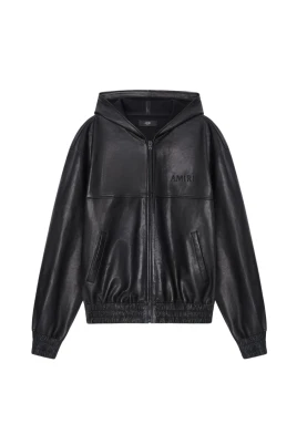 Oversized Zip Hoodie i läder