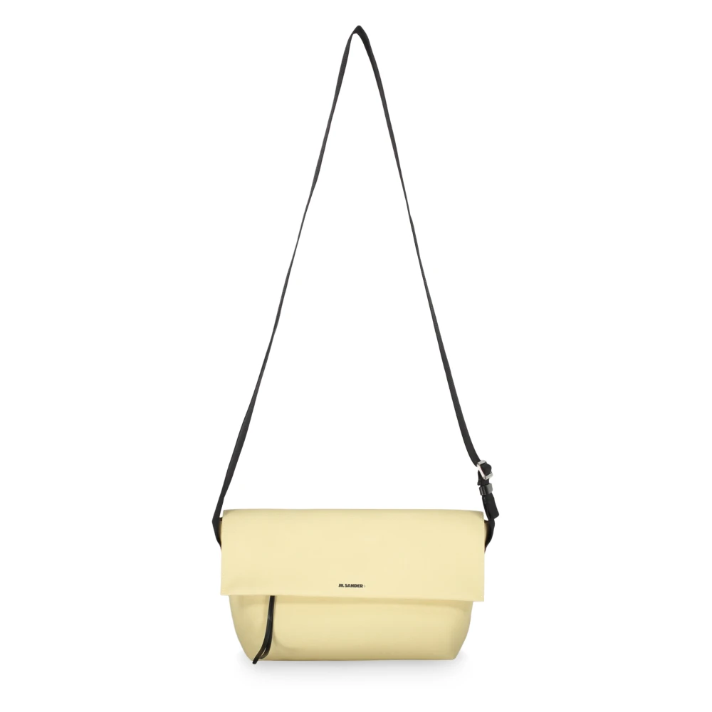 Jil Sander Canvas Crossbody Tas met Leren Inzetstukken Yellow Dames