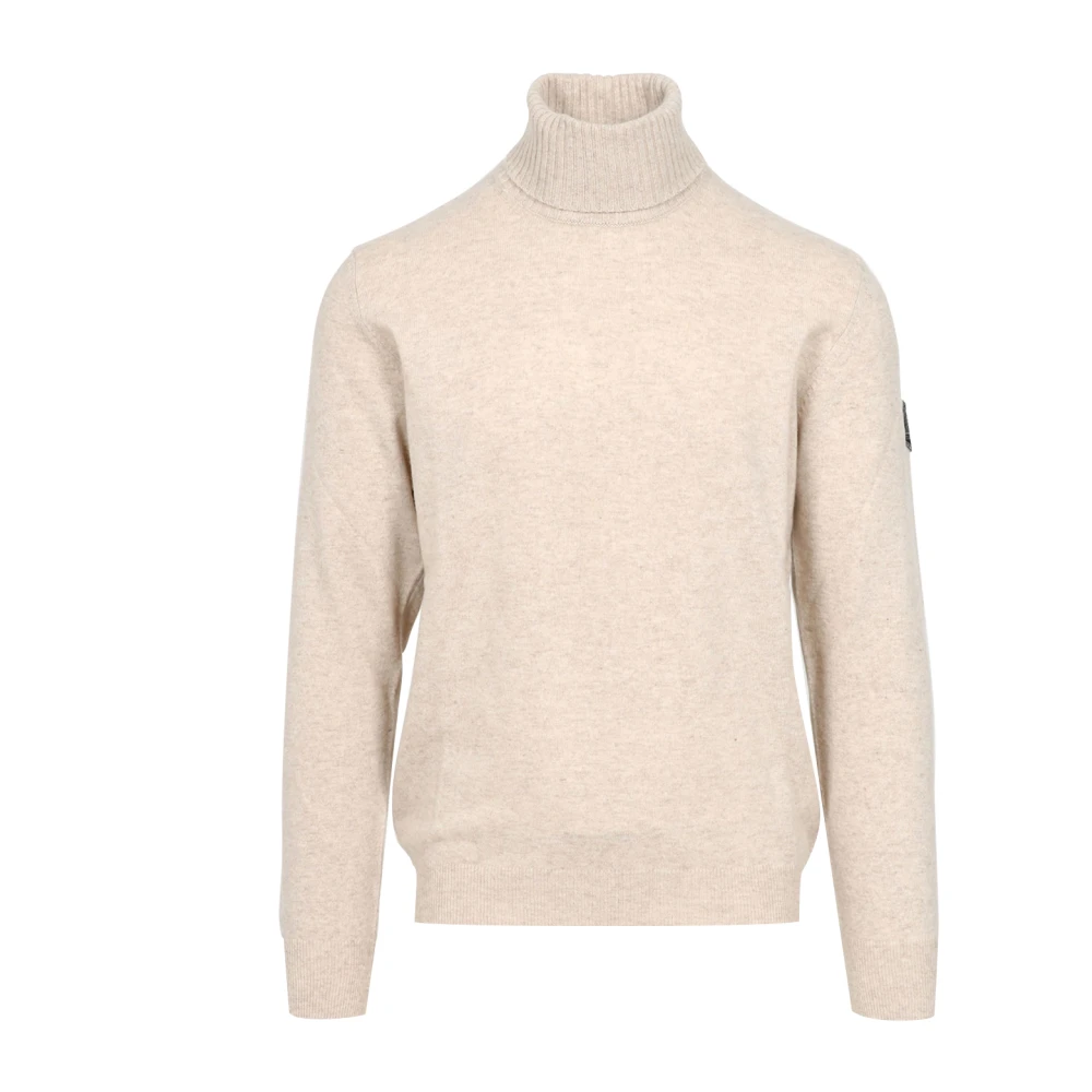Roy Roger's Wol Kasjmiermix Geribbelde Kraag Trui Beige Heren