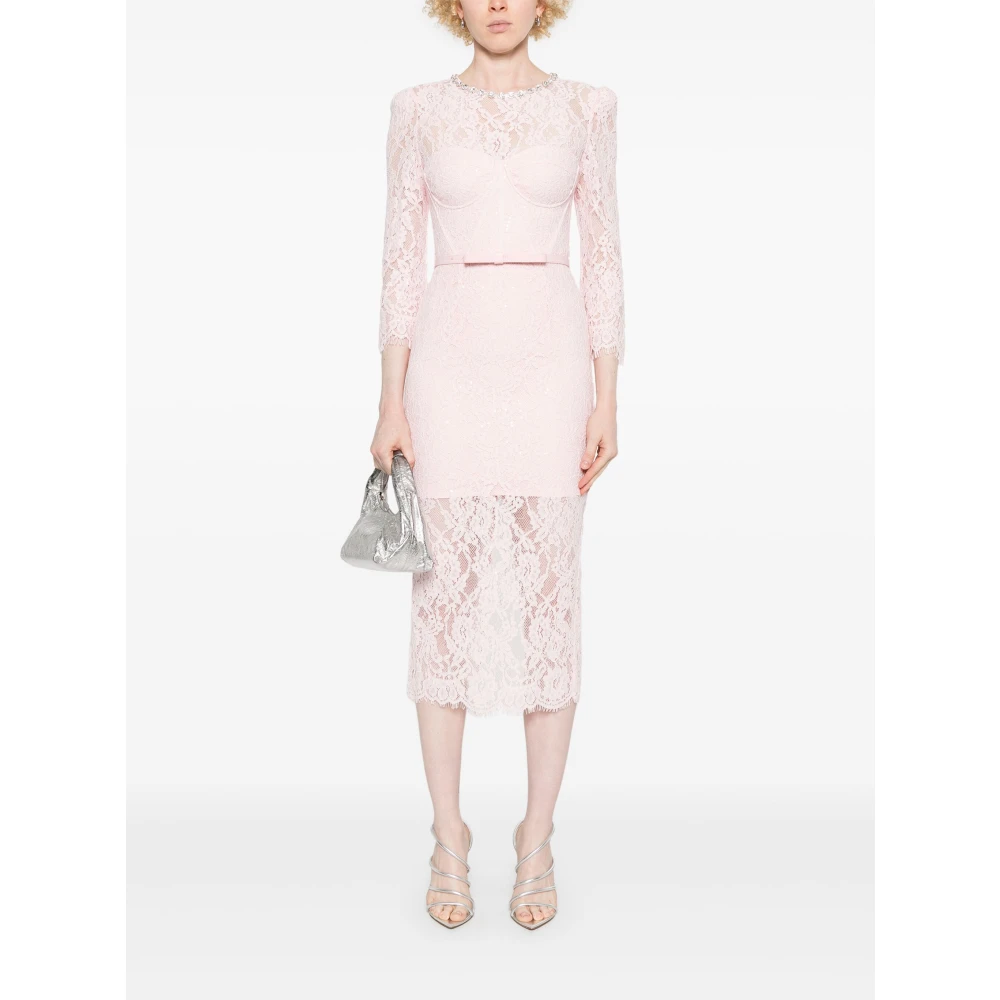 Self Portrait Roze Kant Pailletten Jurk Pink Dames