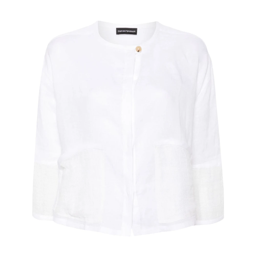 Emporio Armani Witte Linnen Slub Textuur Shirt White Dames