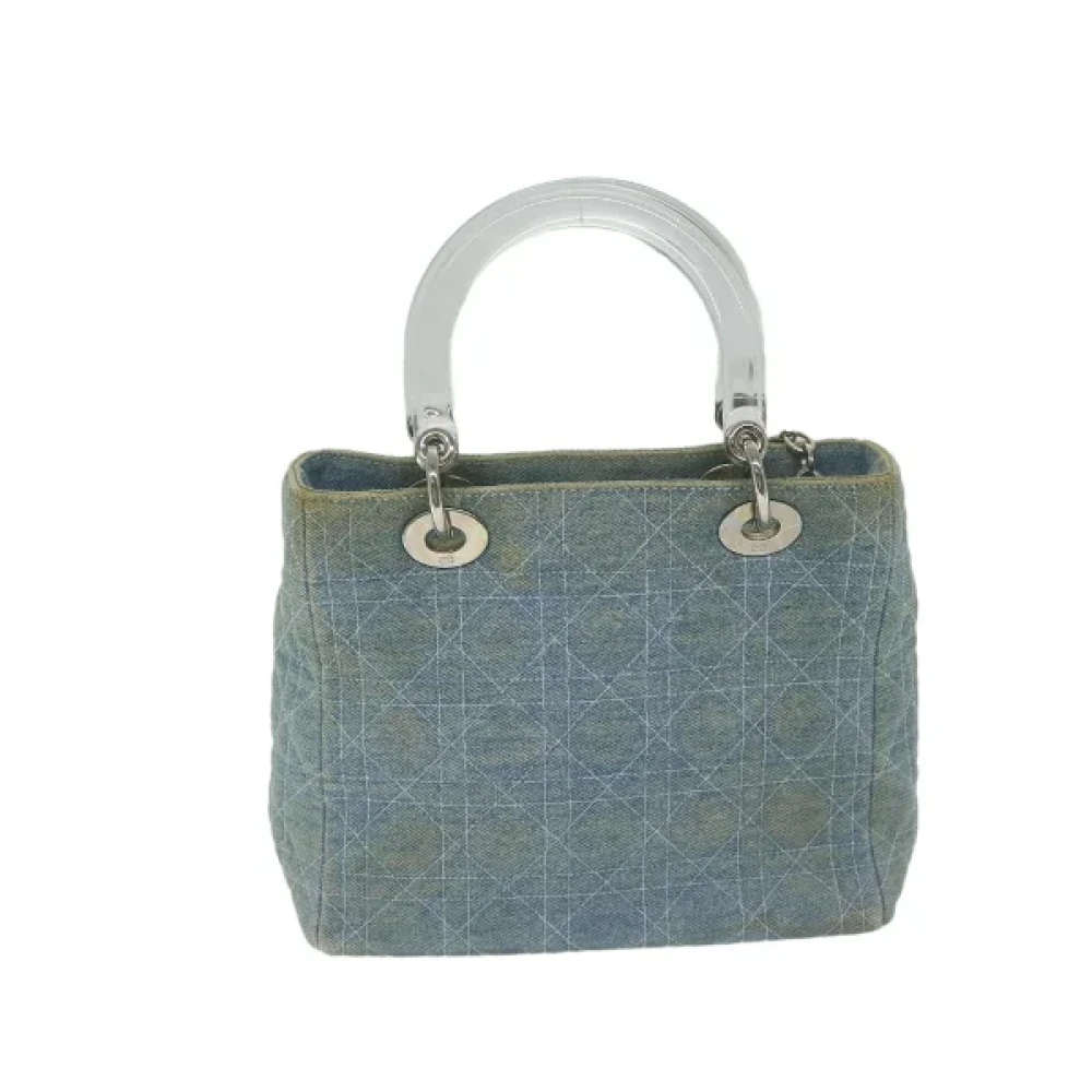 Dior Vintage Pre-owned Cotton handbags Blue Dames