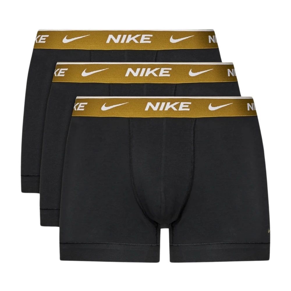 Nike Svarta Boxershorts med Guld Elastisk Midjeresår och Logotyp Black, Herr