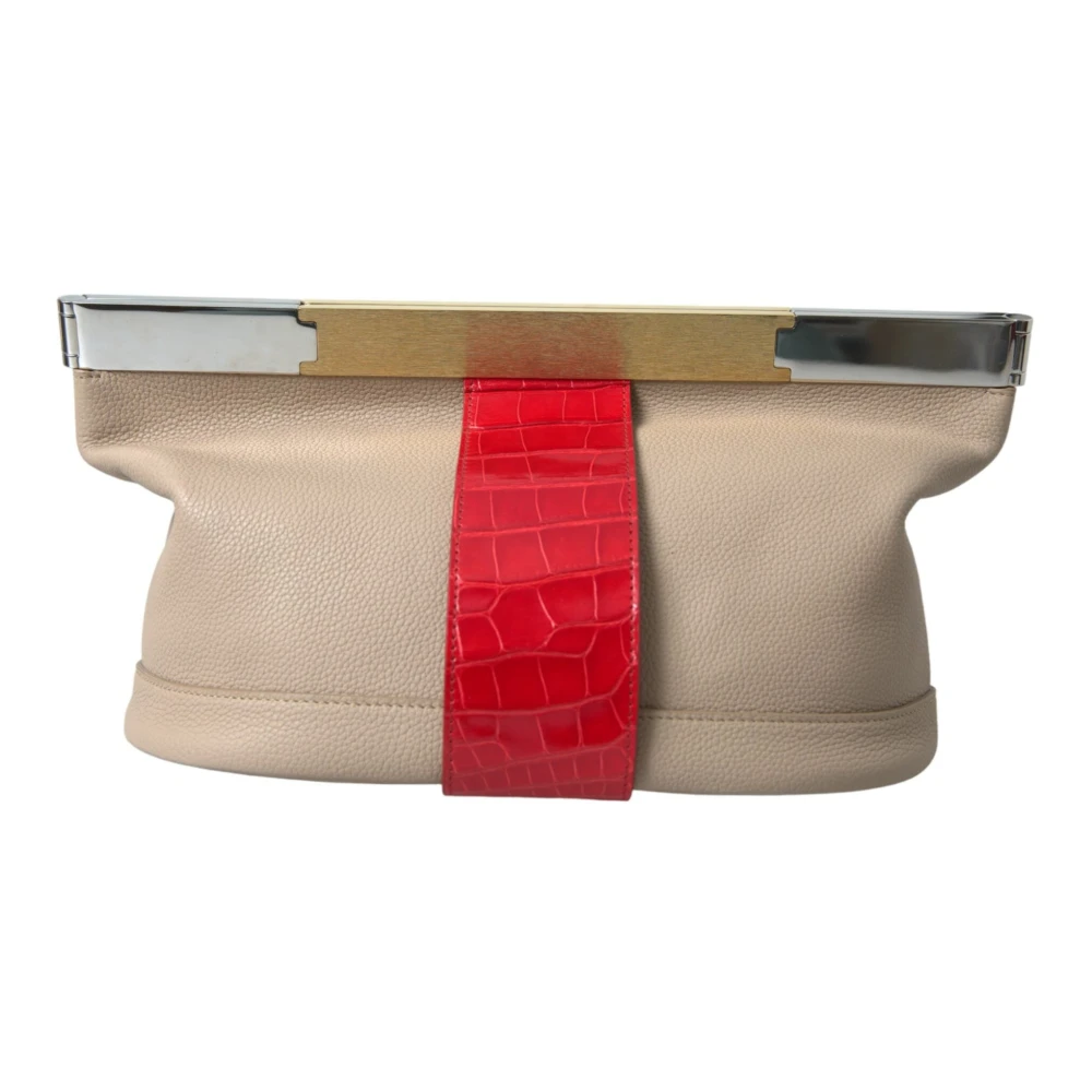 Balenciaga Exotische Lederen Bicolor Clutch Beige Dames