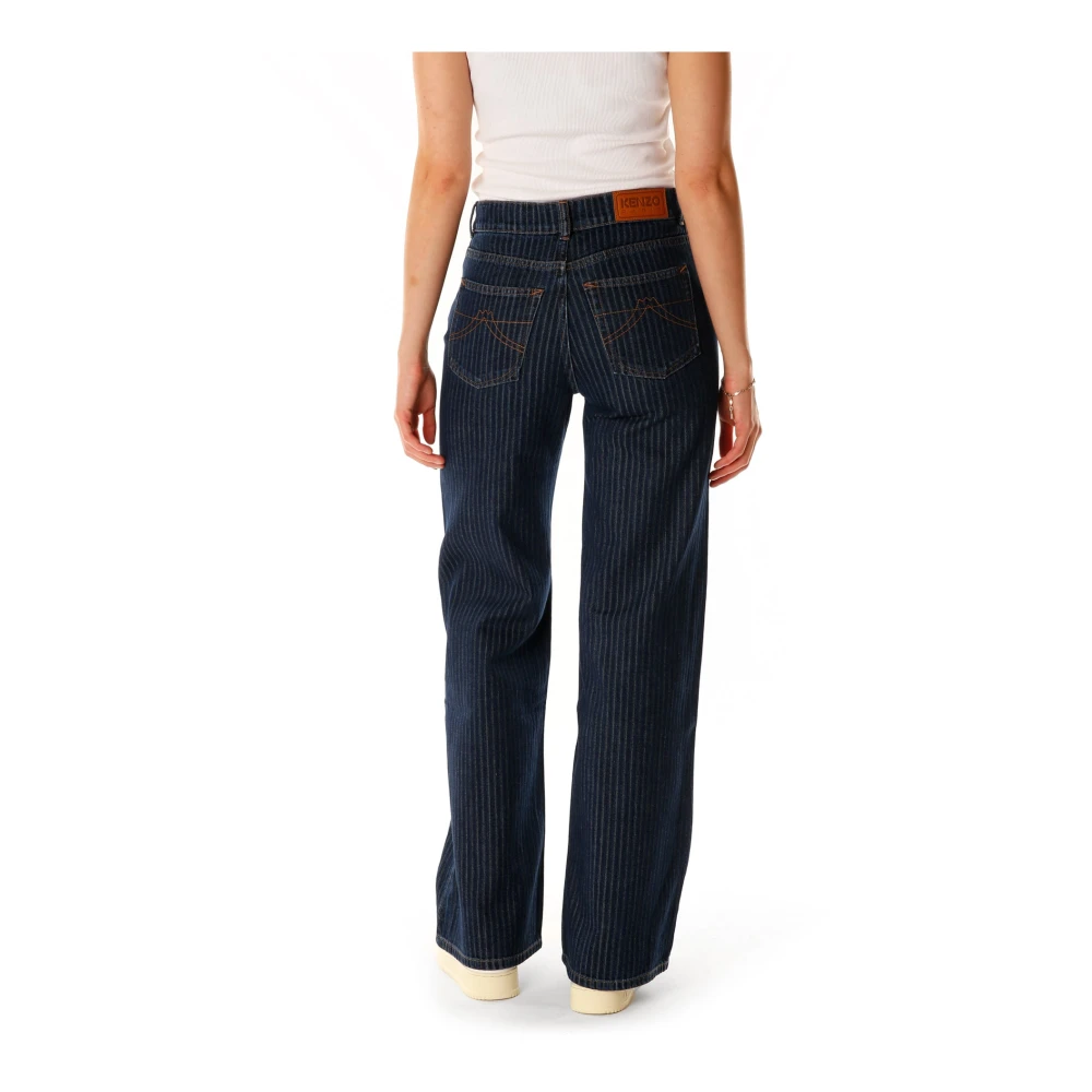 Kenzo Hoge Taille Straight Leg Jeans Blue Dames