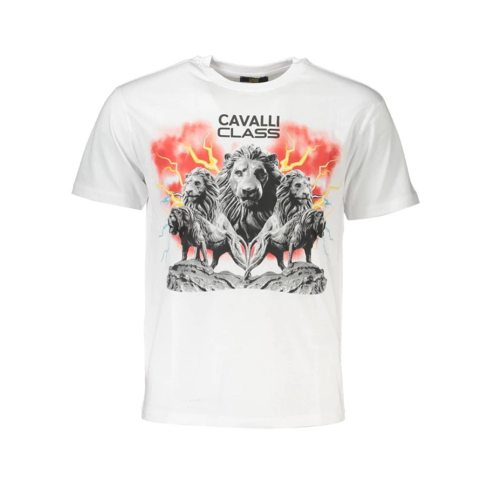 Cavalli Class Men's White Cotton T-Shirt Extra Large