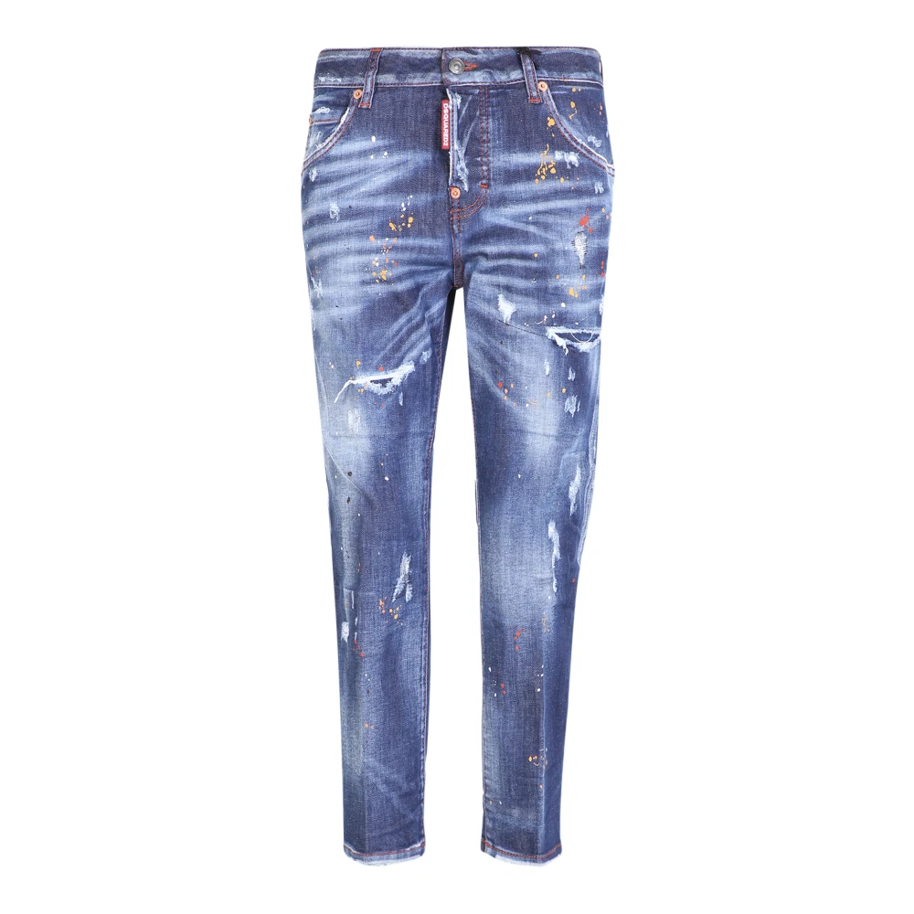 Dsquared2 Blauwe Distressed Cropped Jeans Blue Dames