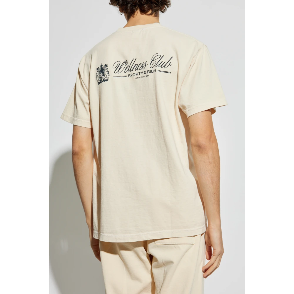 Sporty & Rich Katoenen T-shirt Beige Unisex