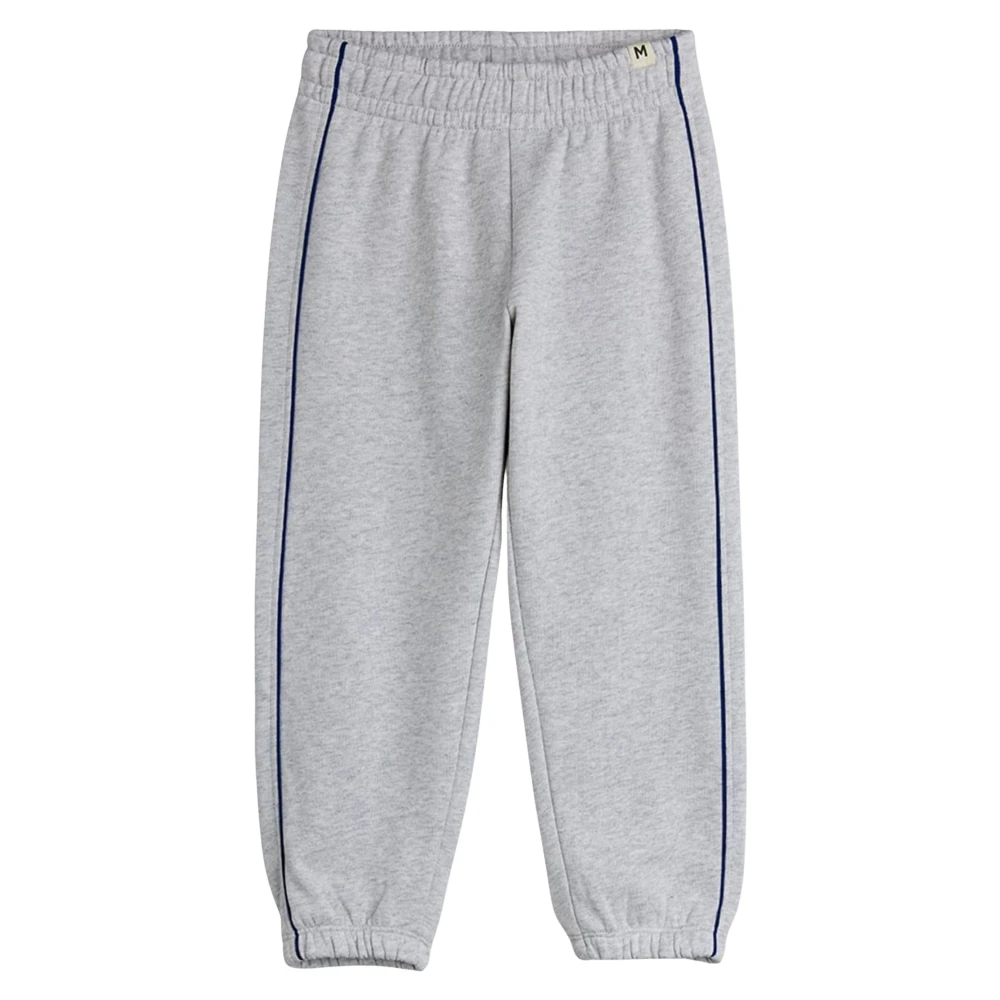 Mini Rodini Boys Gray Sweatpants, 2 Y, Plain Piping Joggers
