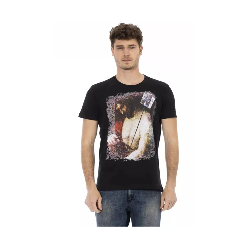 Trussardi Men's Black T-Shirts, 3XL, Cotton T-Shirt