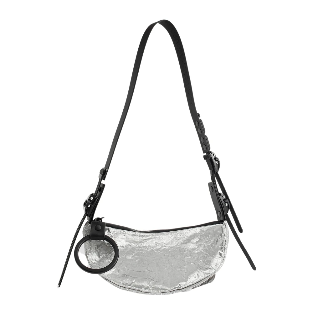 Innerraum Silver Crinkled Crossbody Väska med Nyckelring Gray, Dam