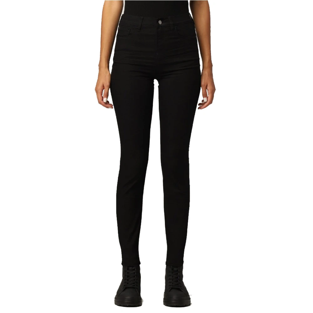 Emporio Armani Street Style Hoge Taille Skinny Fit Jeans Black Dames