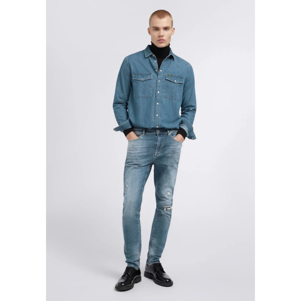 GAS Skinny Fit Denim Jeans Blue Heren