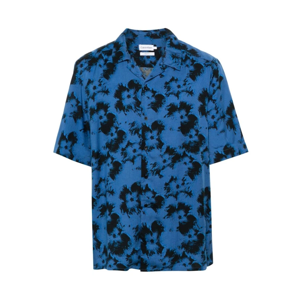 Calvin Klein Bloemenprint Campkraag Overhemd Blue Heren